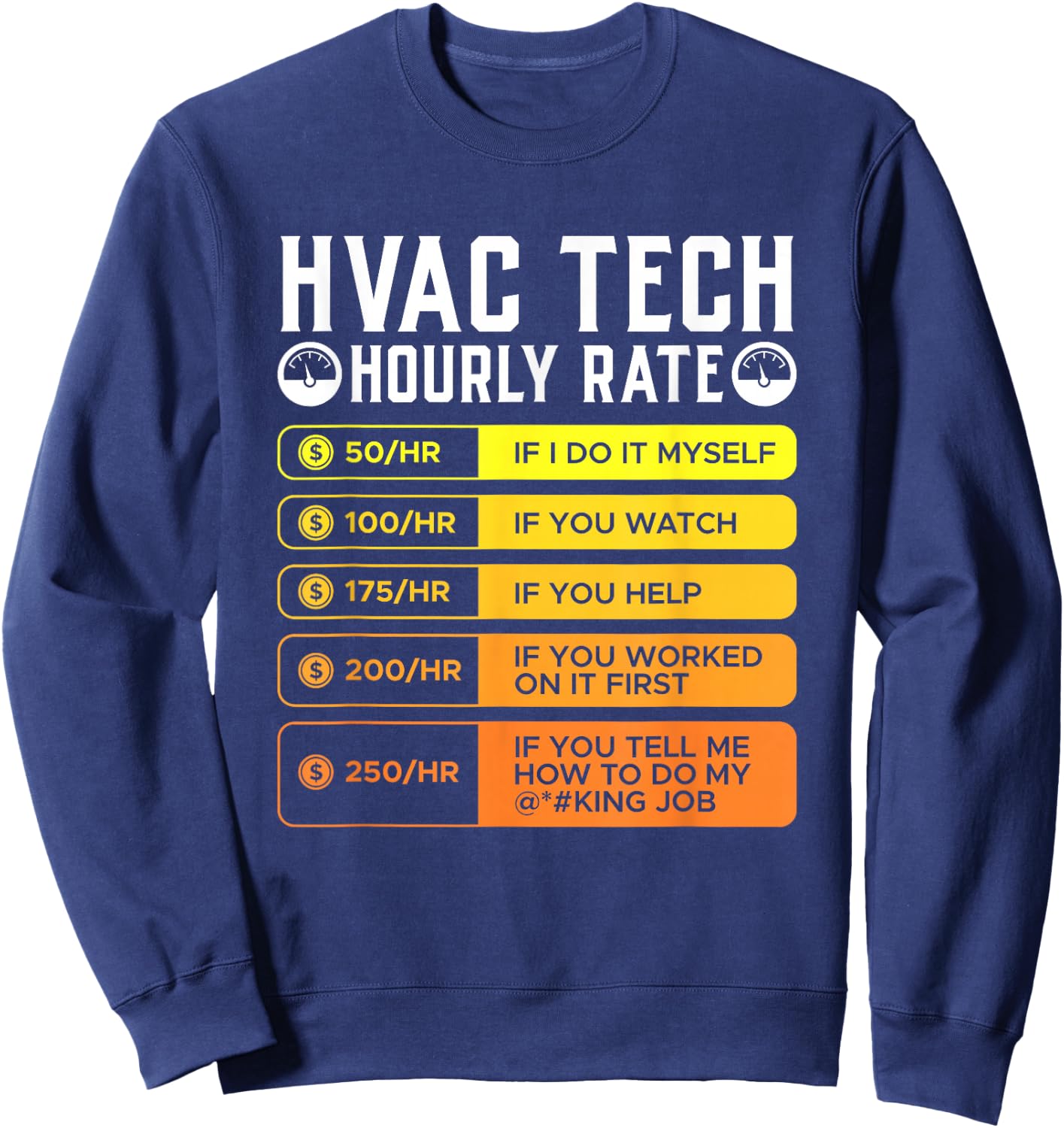 Hvac Technician Hourly Rate T Shirt I Air Conditioner Wiring Sweatshirt - Sweatshirt | Navy