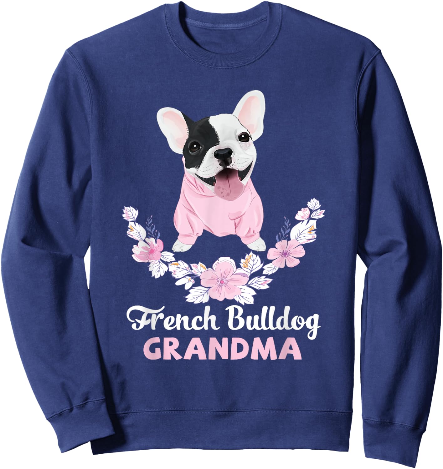 French Bulldog Grandma Frenchie Grandma Women Girls Kids Sweatshirt - Sweatshirt | Navy