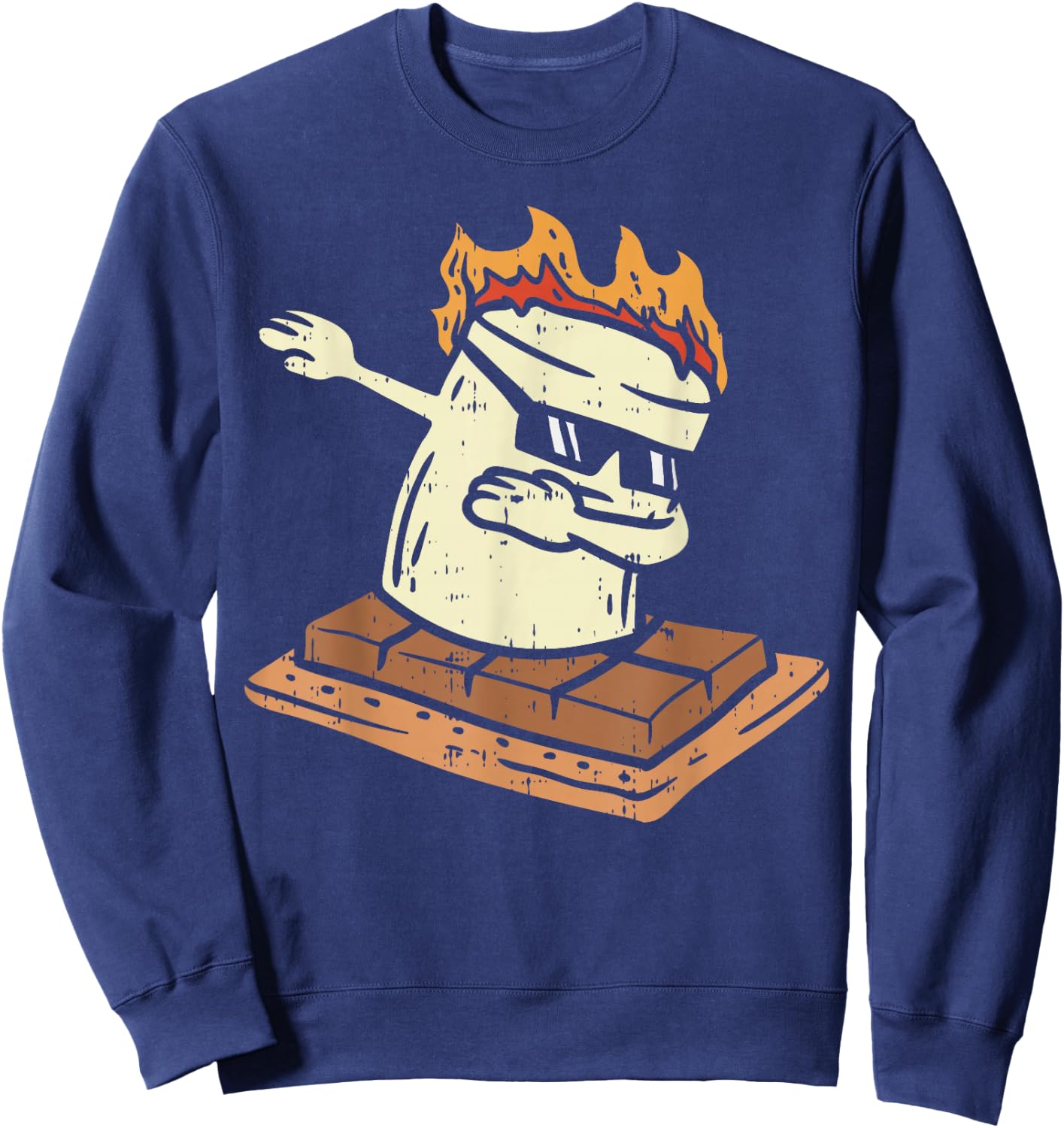 Dabbing Smore Marshmallow Cute Dab Dance Camping Camper Gift Sweatshirt - Sweatshirt | Navy