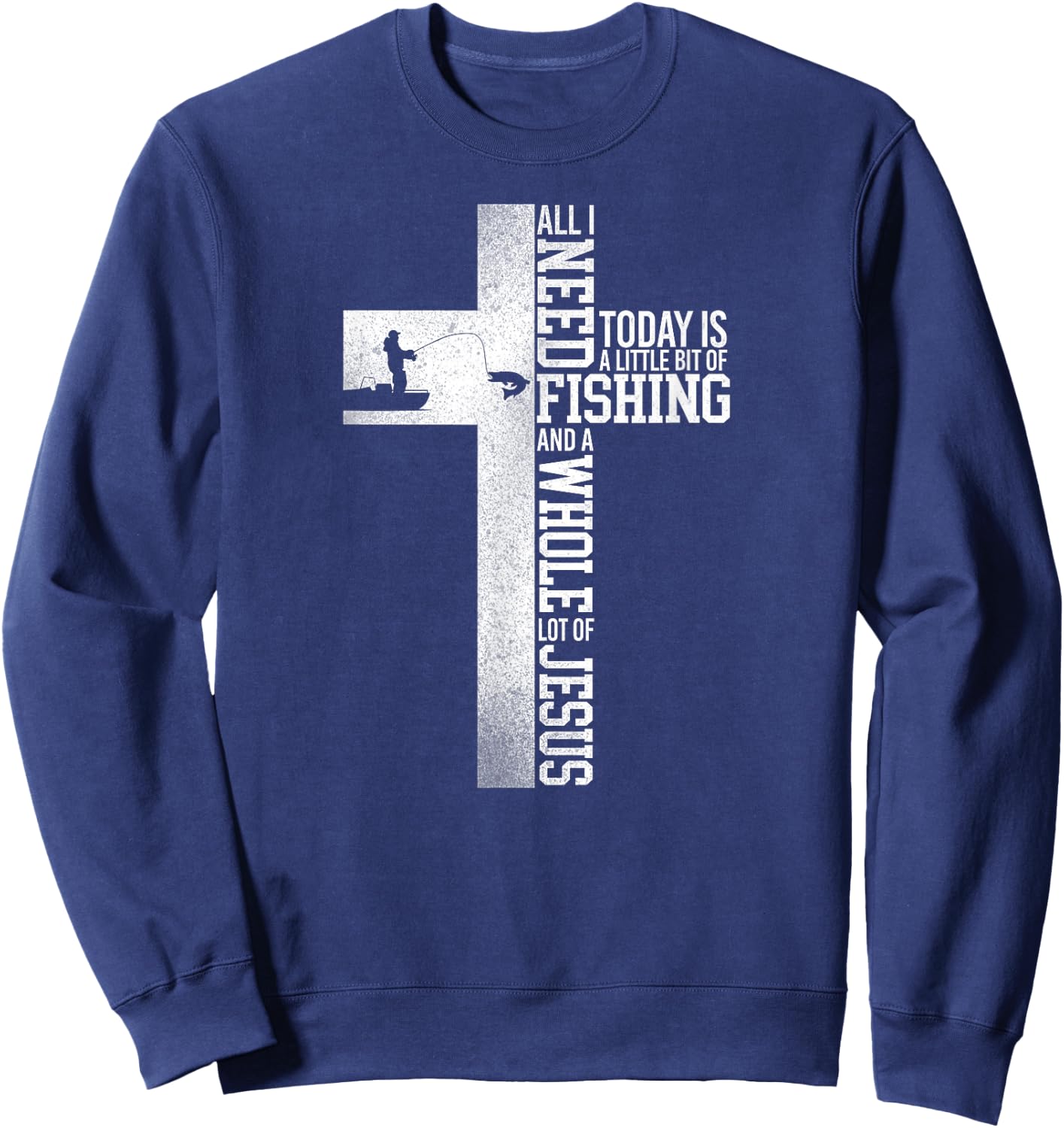 Fishing Faith Jesus Cross Sweatshirt - Sweatshirt | Navy