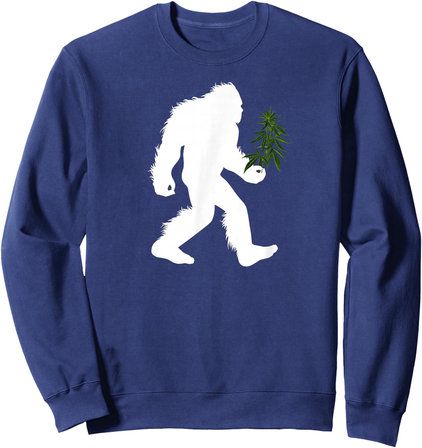 Bigfoot Cannabis Plant Sasquatch Marijuana Sweatshirt - Sweatshirt | Navy
