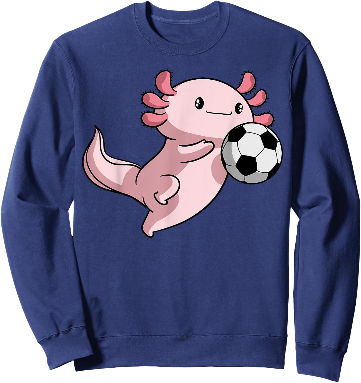 Kawaii Axolotl Pun Funny Soccer Player Sweatshirt - Sweatshirt | Navy