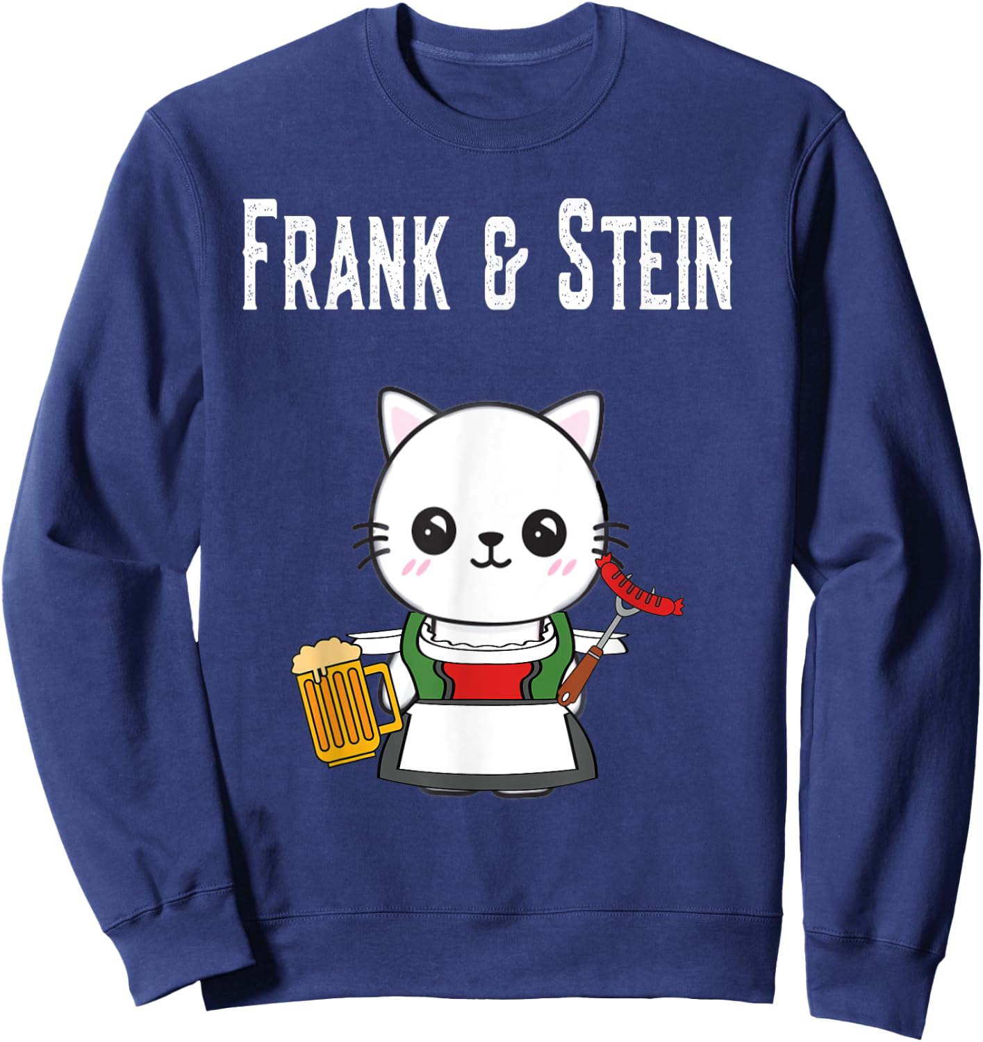German Kawaii Cat Oktoberfest Germany Pride Stein Sweatshirt - Sweatshirt | Navy