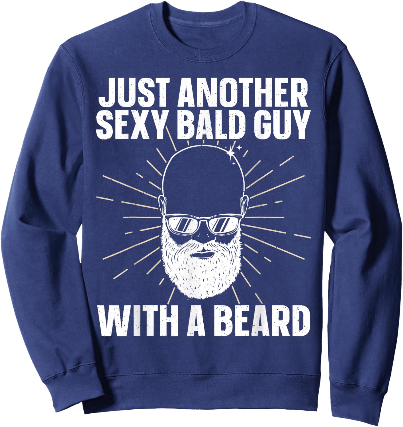 Funny Bald Man Art Boys Facial Hair Bearded Bald Guy Sweatshirt - Sweatshirt | Navy