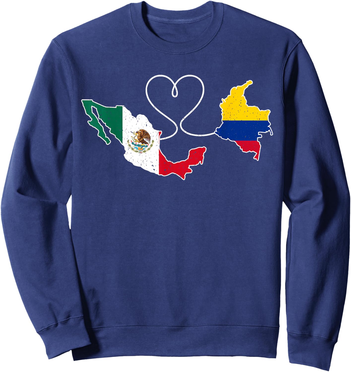 Half Colombian Half Mexican Map Mexico Colombia Flag Pride Sweatshirt - Sweatshirt | Navy