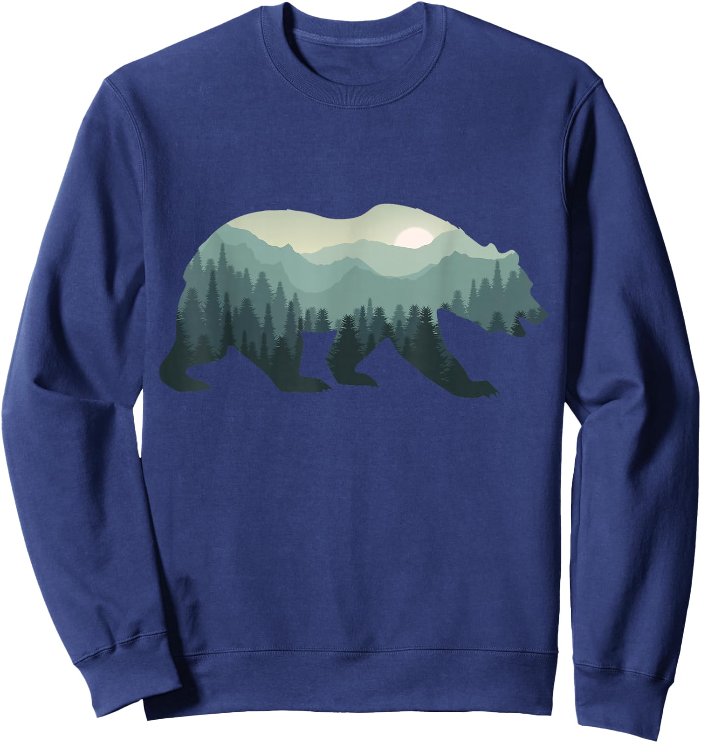 Misty Forest Bear Silhouette Wildlife Nature Lover Sweatshirt - Sweatshirt | Navy
