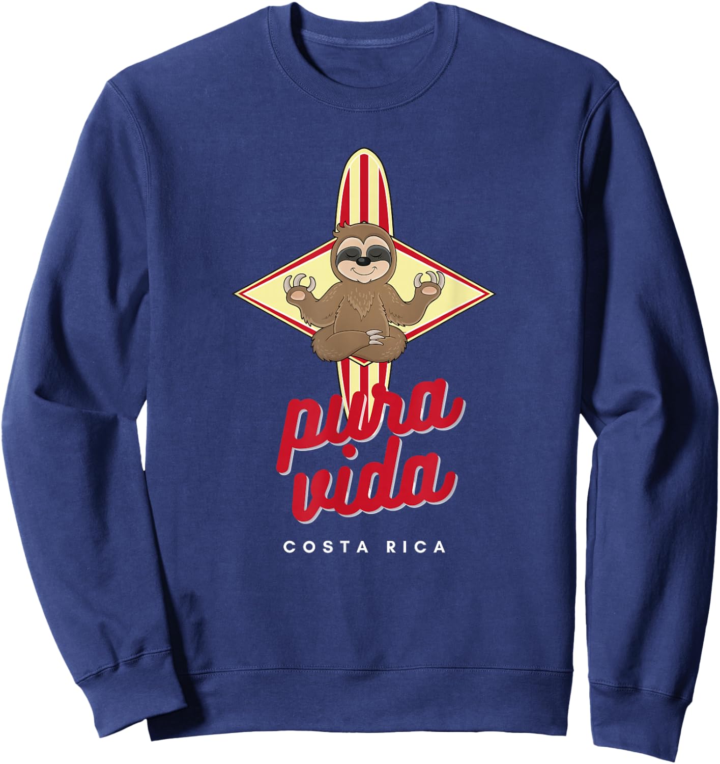 Costa Rica Meditating Sloth Pura Vida Motto Sweatshirt - Sweatshirt | Navy