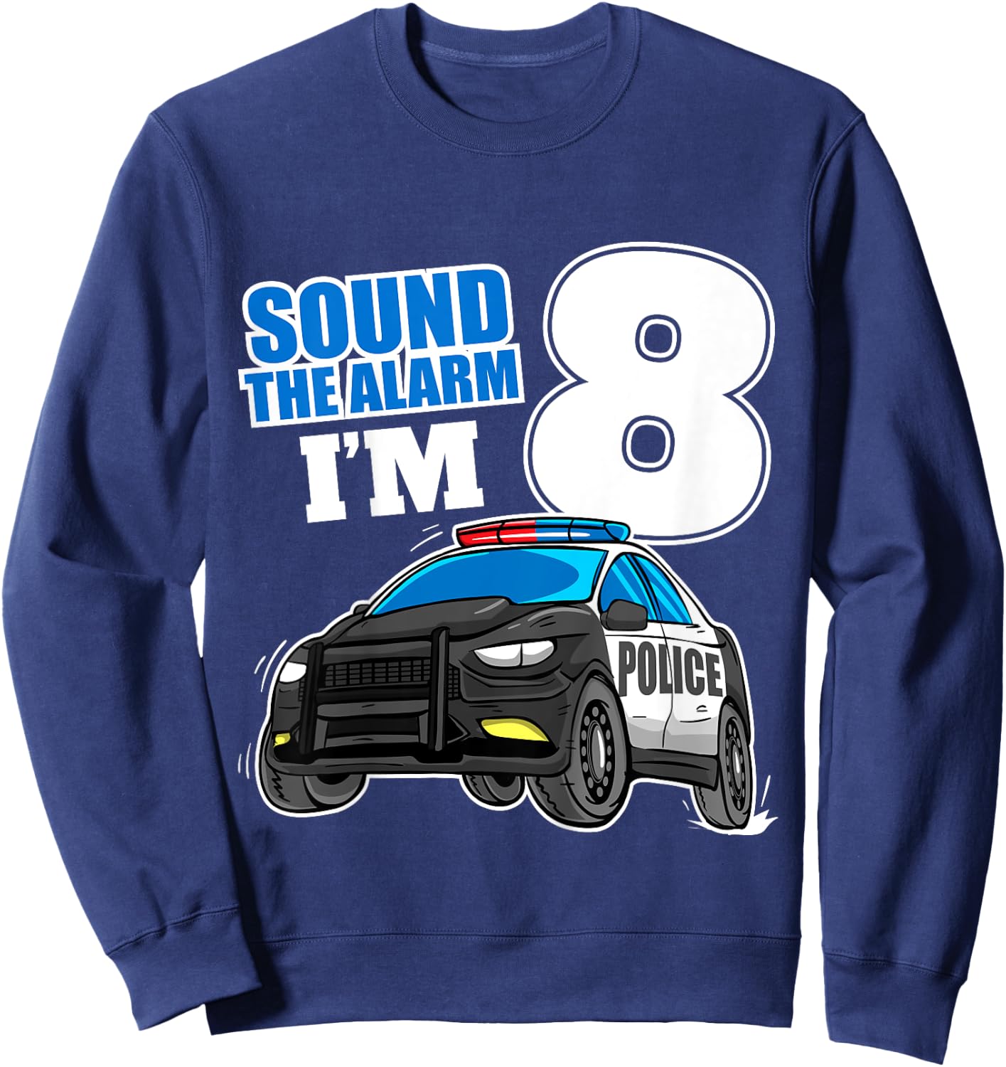 Kids Police Car 8th Birthday Boy 8 Cop Policeman Officer Eight Sweatshirt - Sweatshirt | Navy