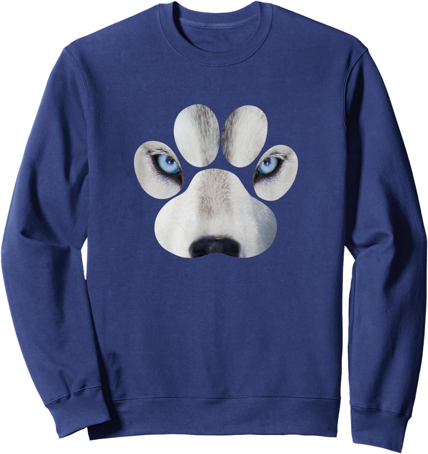 Siberian Husky Eyes Awesome Cute Huskies Paw Face Sweatshirt - Sweatshirt | Navy