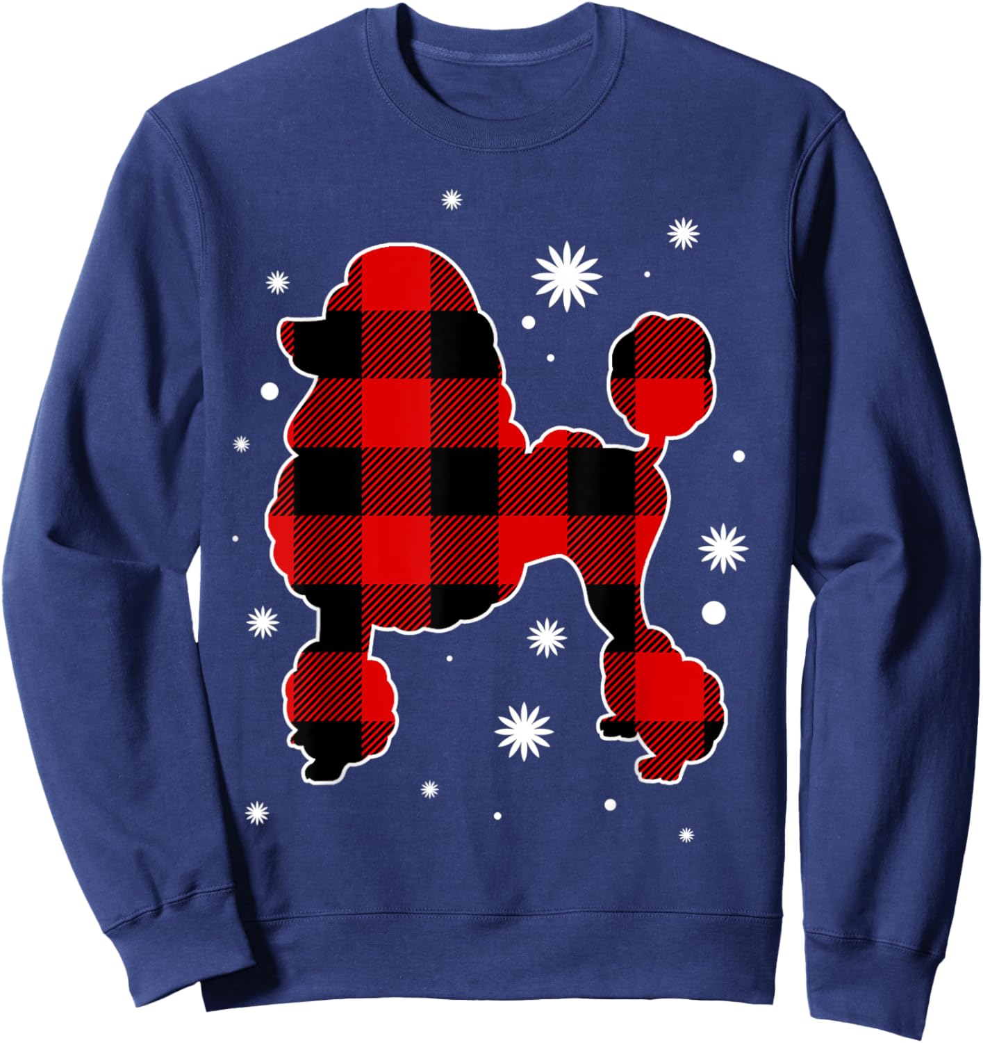 Poodle Christmas Pajama Dog Buffalo Plaid Xmas Women Kids Sweatshirt - Sweatshirt | Navy