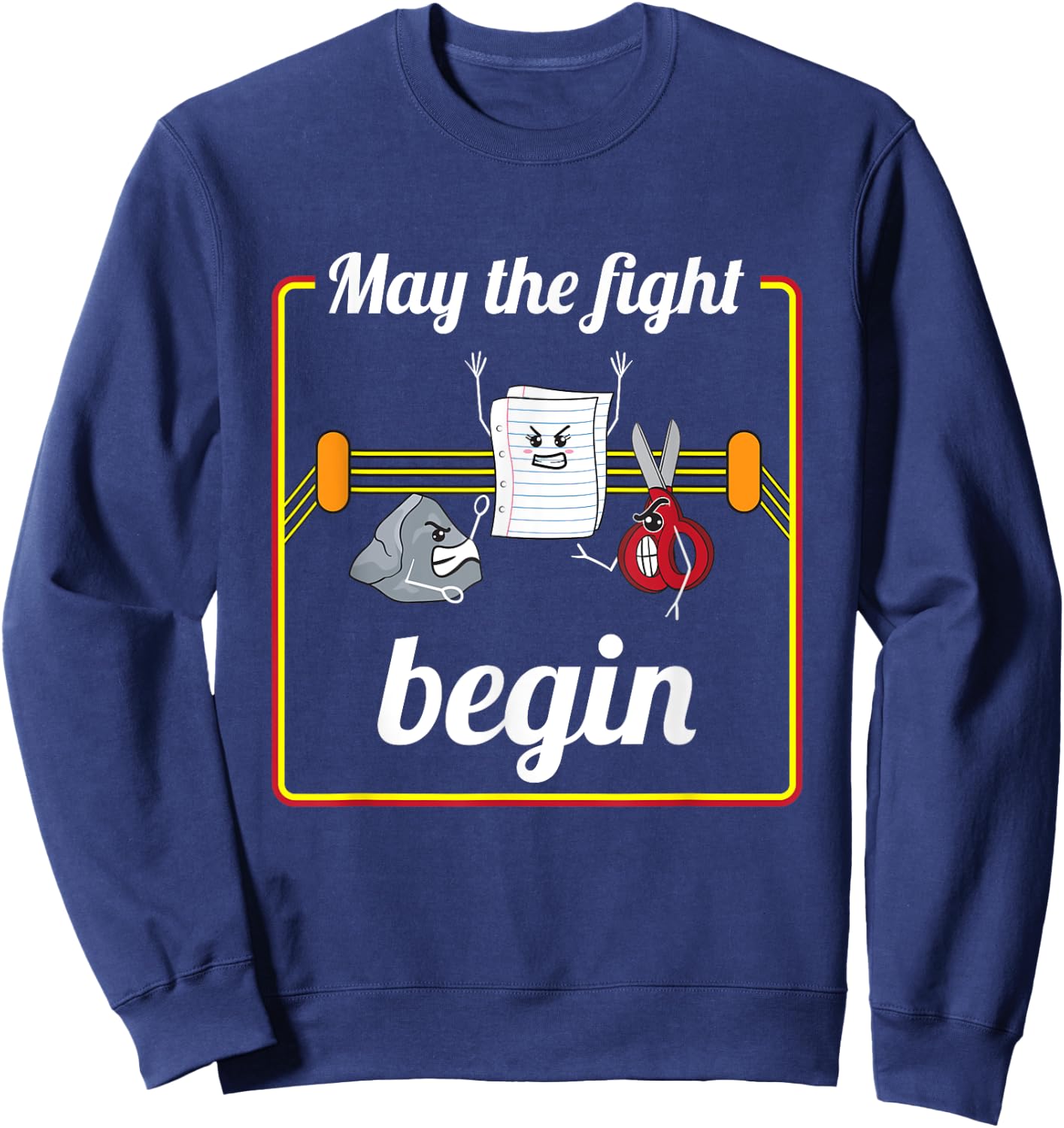 May The Fight Begin Cute Rock Paper Scissors Sweatshirt - Sweatshirt | Navy