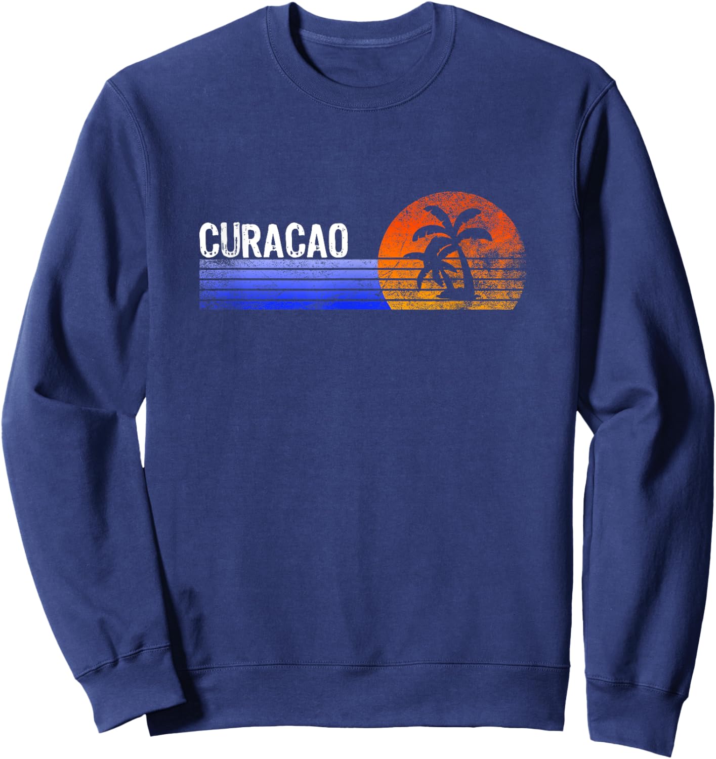 Curacao Vacation Retro Souvenir Sunset Vintage Trip Curacao Sweatshirt - Sweatshirt | Navy