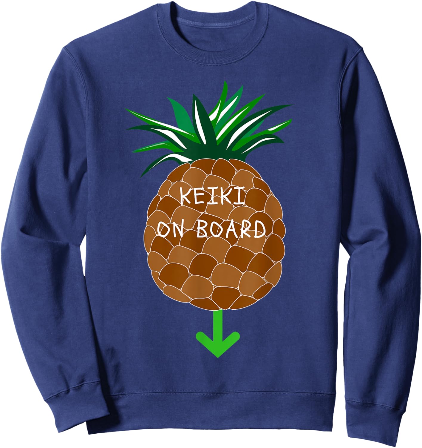 Keiki on Board Pineapple Hawaii Hawaiian Pregnancy Ohana Sweatshirt - Sweatshirt | Navy