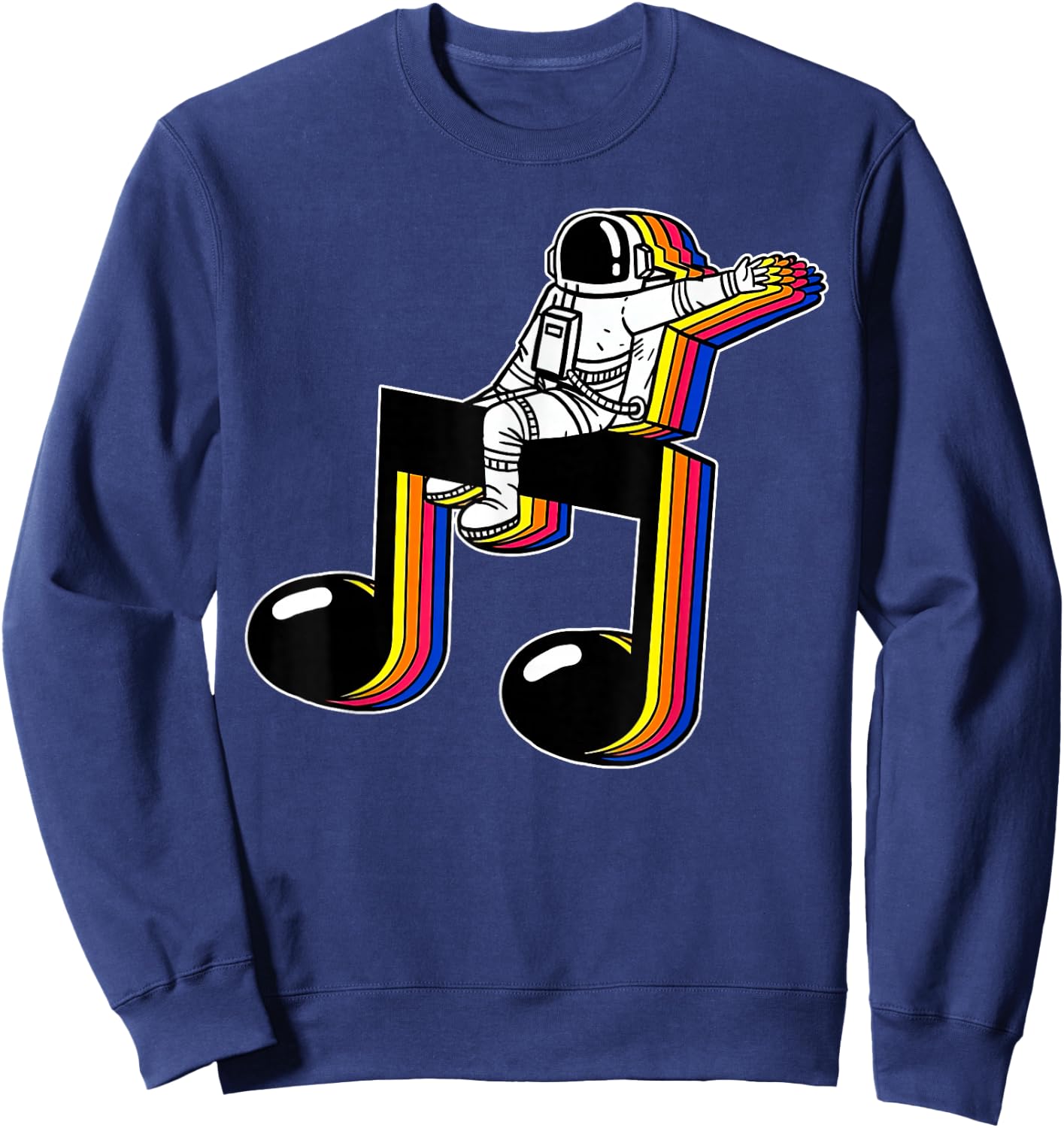 Vintage Astronaut On Music Note Space Teacher Music Lover Sweatshirt - Sweatshirt | Navy