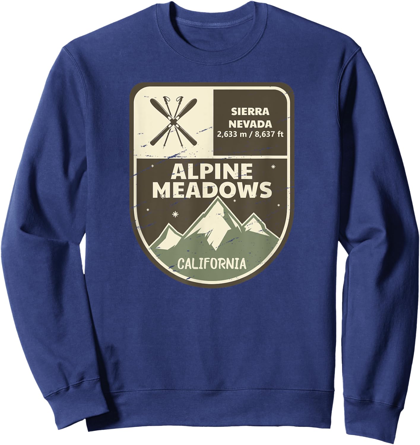Alpine Meadows California Vintage Sweatshirt - Sweatshirt | Navy