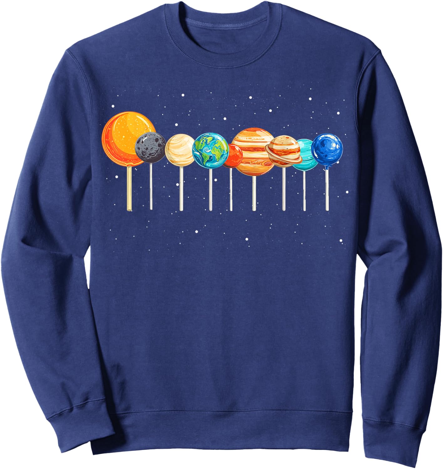 Kids Solar System Space Astronaut Lollipops Planet Boy Girl Sweatshirt - Sweatshirt | Navy