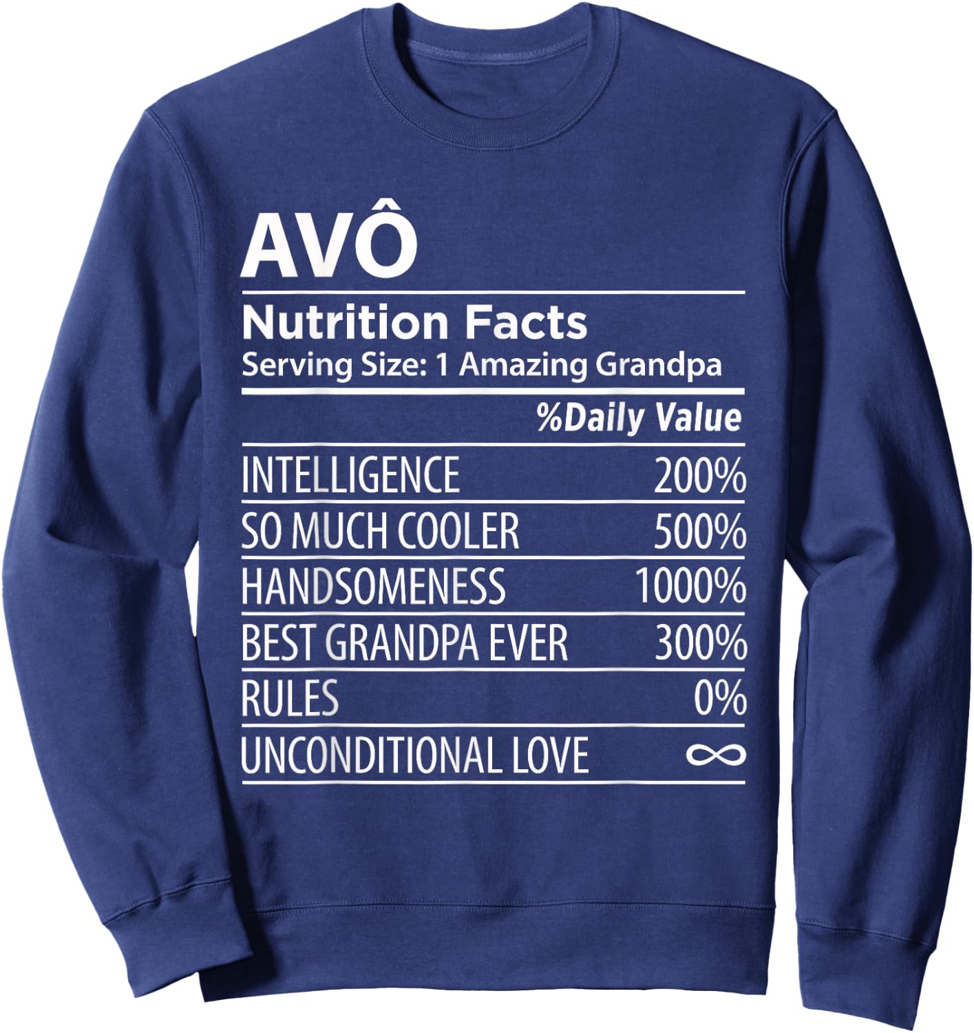 Avo Nutrition Facts | Funny Portuguese Grandpa Sweatshirt - Sweatshirt | Navy