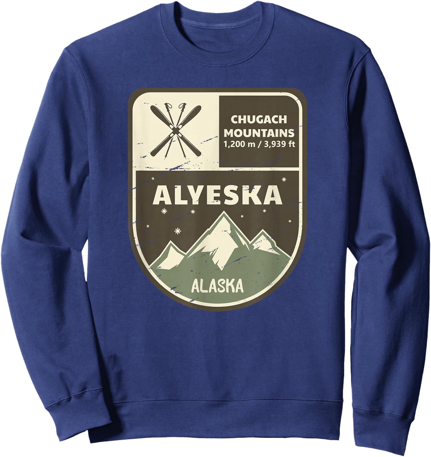 Alyeska Chugach Mountains Alaska Vintage Sweatshirt - Sweatshirt | Navy