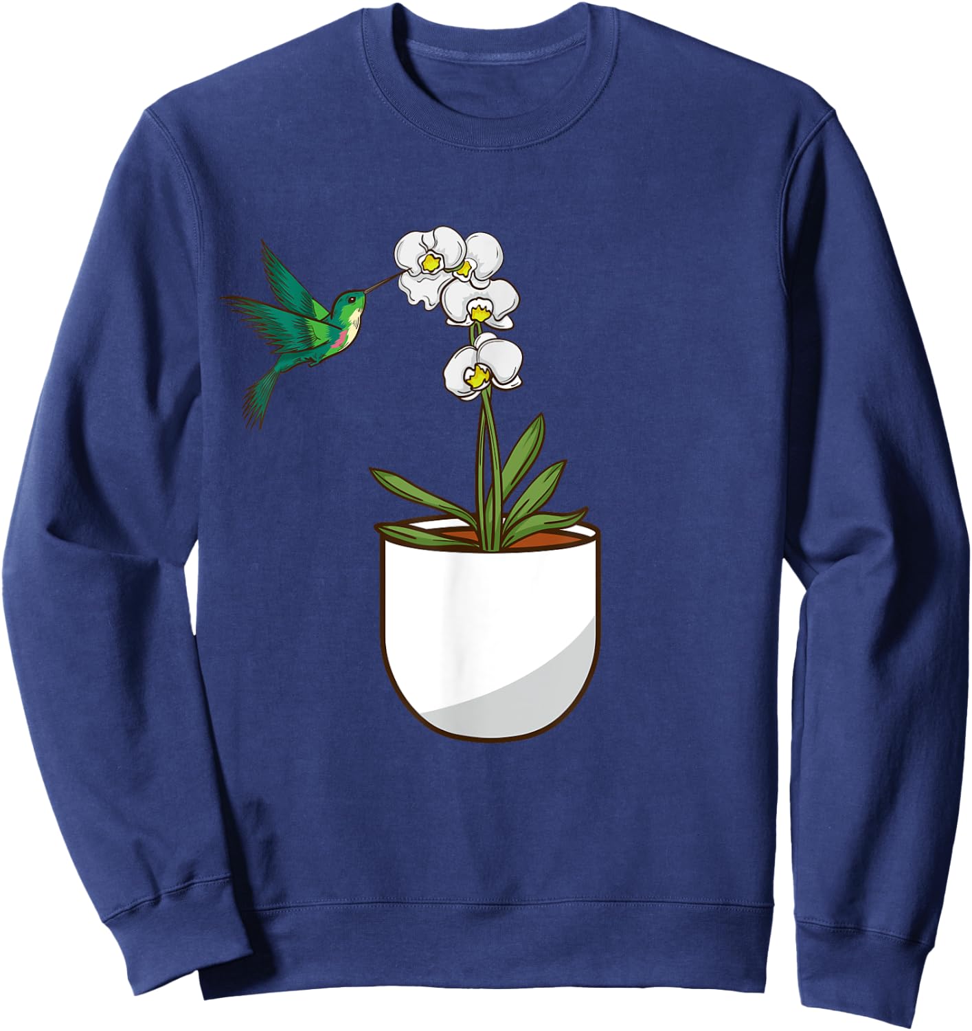 Hummingbird Orchid Flower Lover Women Bird Plants Orchid Sweatshirt - Sweatshirt | Navy