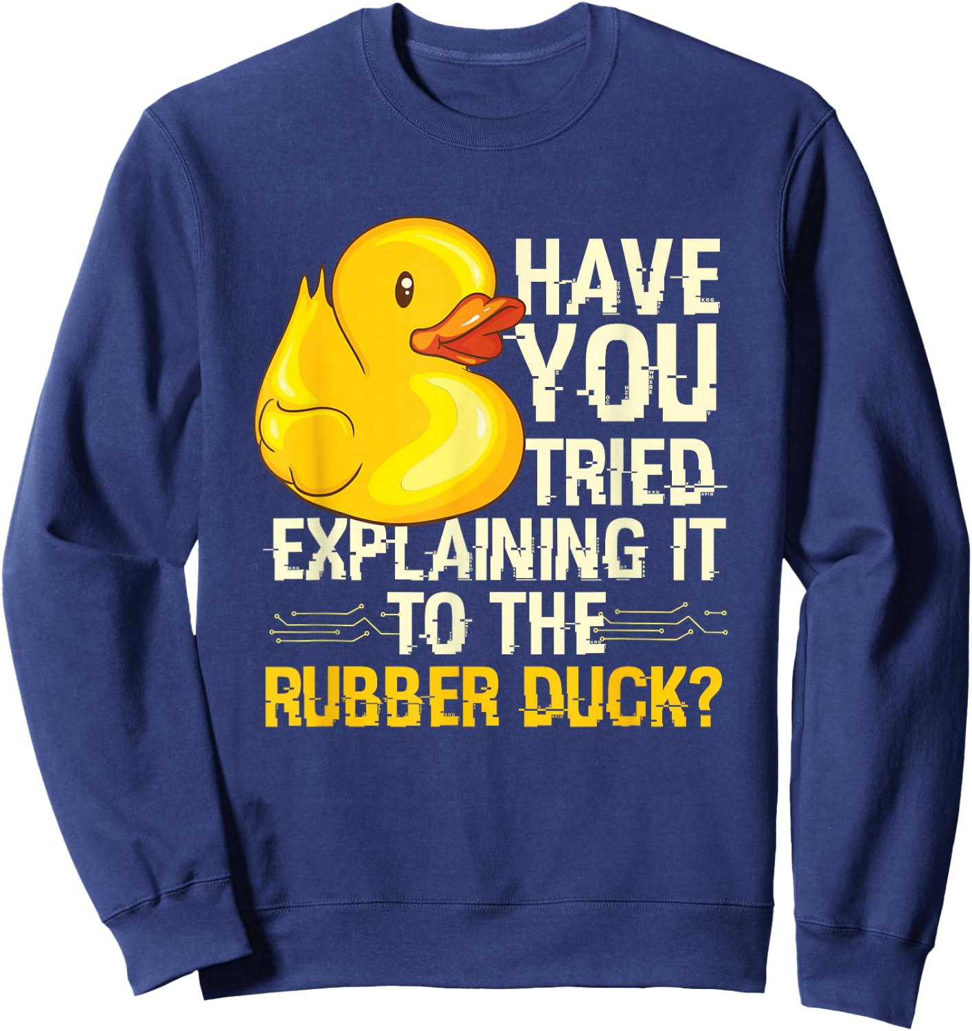 Programmer Designs & Co. by mb. Funny Rubber Duck Debugging - Men's Adults Black Cotton Short Sleeve Classic Fit - Small Sweatshirt - Sweatshirt | Navy