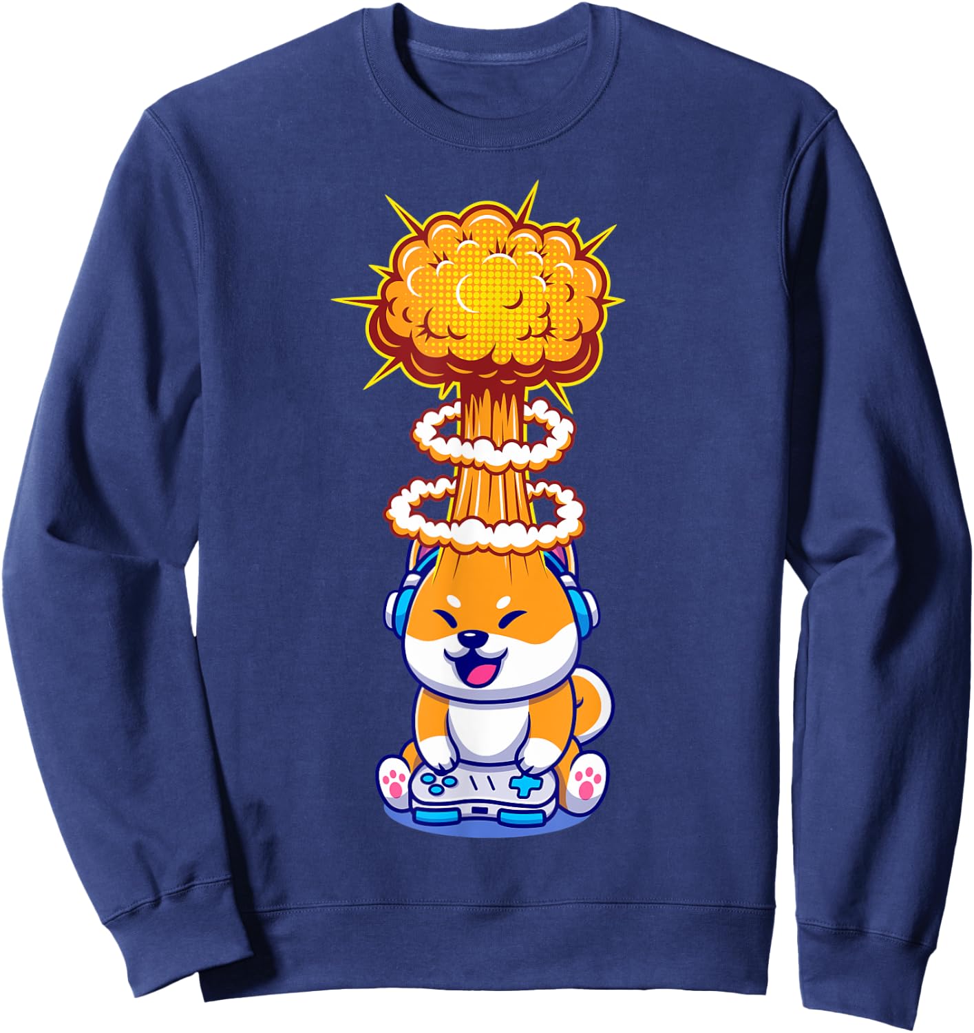 Gaming Animals Gambling Video Games Gaming Dog Shiba Inu Sweatshirt - Sweatshirt | Navy