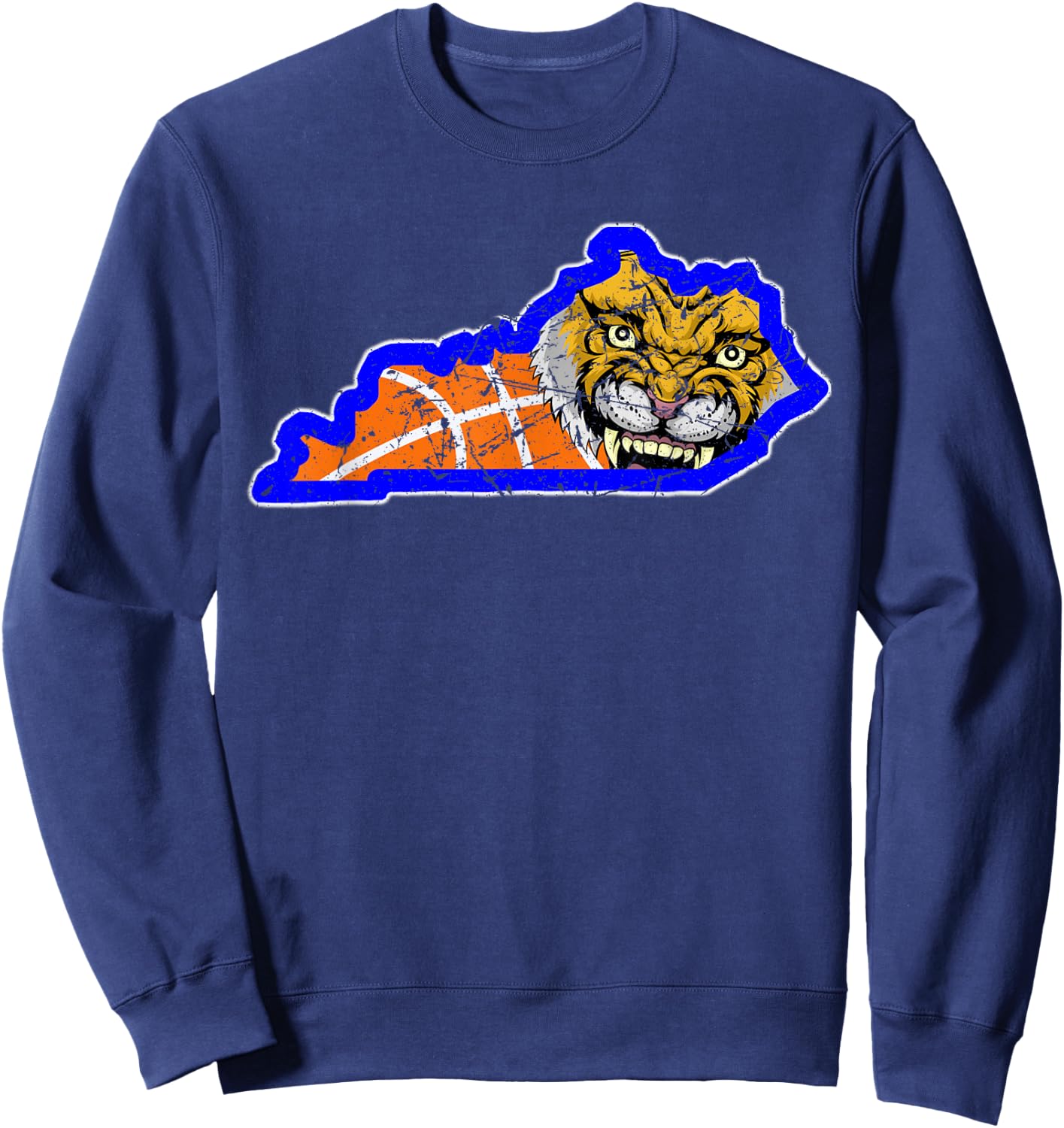 Vintage Worn State of Kentucky Basketball State Shape Sweatshirt - Sweatshirt | Navy