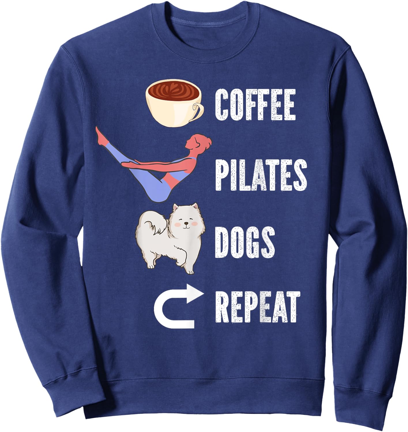 Coffee Pilates Dogs Repeat Design For Dog And Pilates Lovers Women Girls Kids Sweatshirt - Sweatshirt | Navy