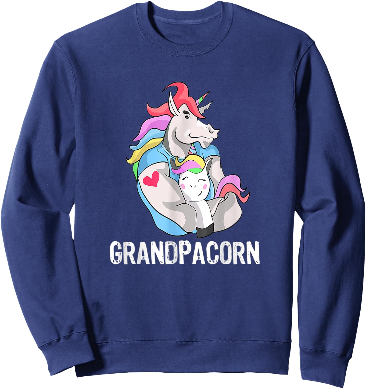 Grandpacorn Unicorn Grandpa And Grandson Sweatshirt - Sweatshirt | Navy