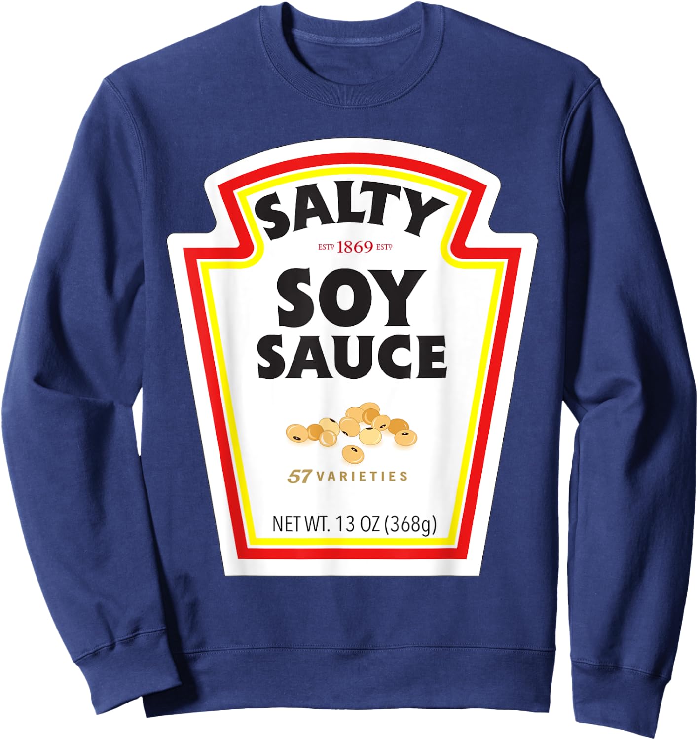 Halloween Matching Costume Salty Soy Sauce Bottle Label Sweatshirt - Sweatshirt | Navy