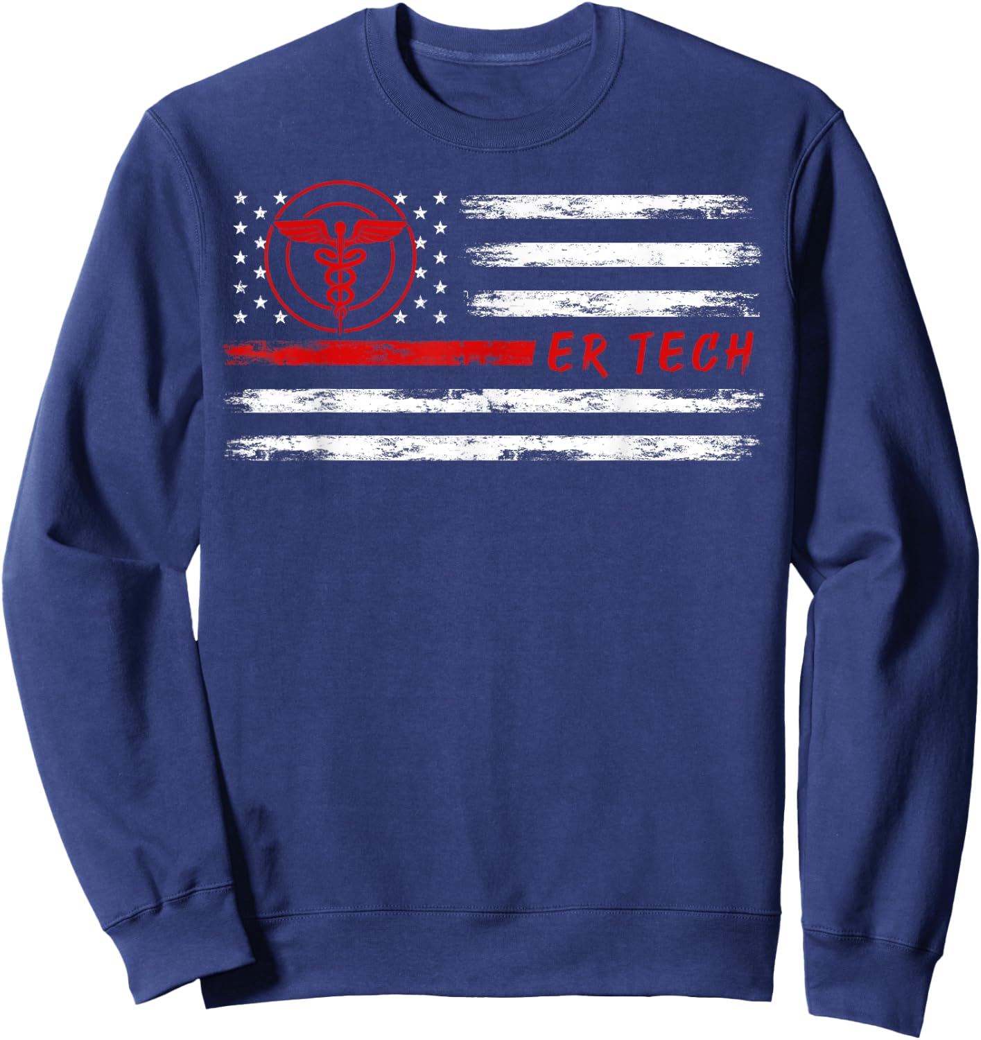 ER Tech US Flag Emergency Room Technologists ,ER Technicians Sweatshirt - Sweatshirt | Navy