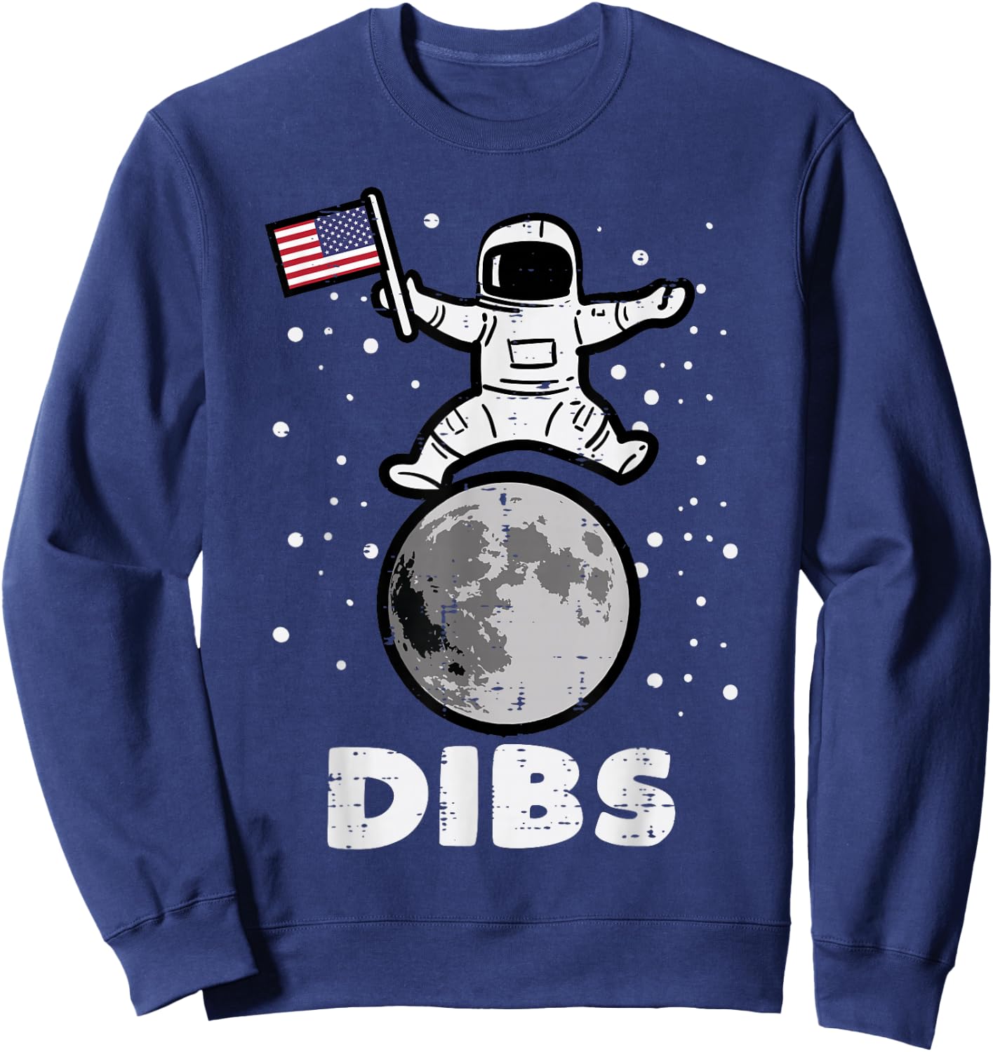 4th July Astronaut Dibs Moon US Flag America Men Women Kids Sweatshirt - Sweatshirt | Navy