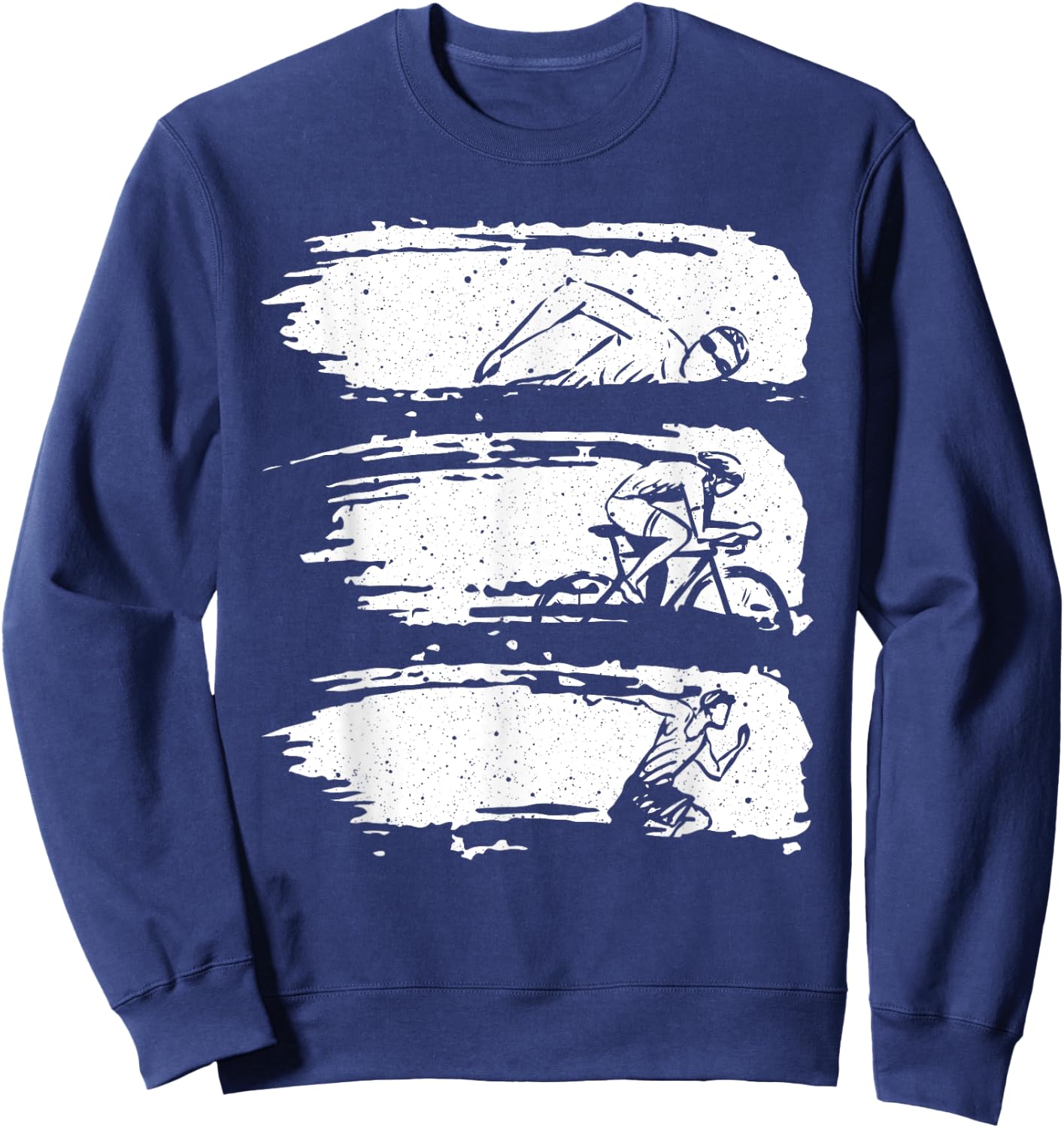 Funny Triathlon Swim Bike Run Design Men Women Triathletes Sweatshirt - Sweatshirt | Navy