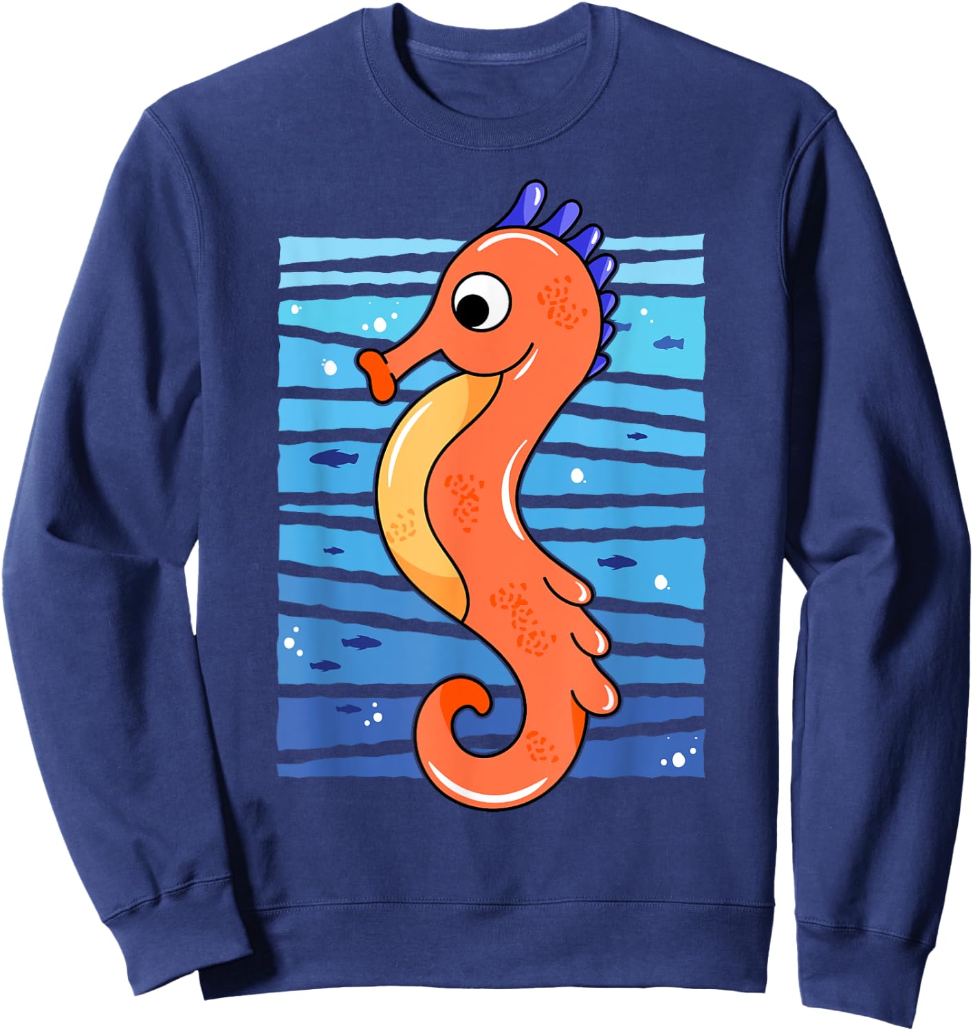 Seahorse Art I Cute Seahorse I Kids Seahorse Sweatshirt - Sweatshirt | Navy
