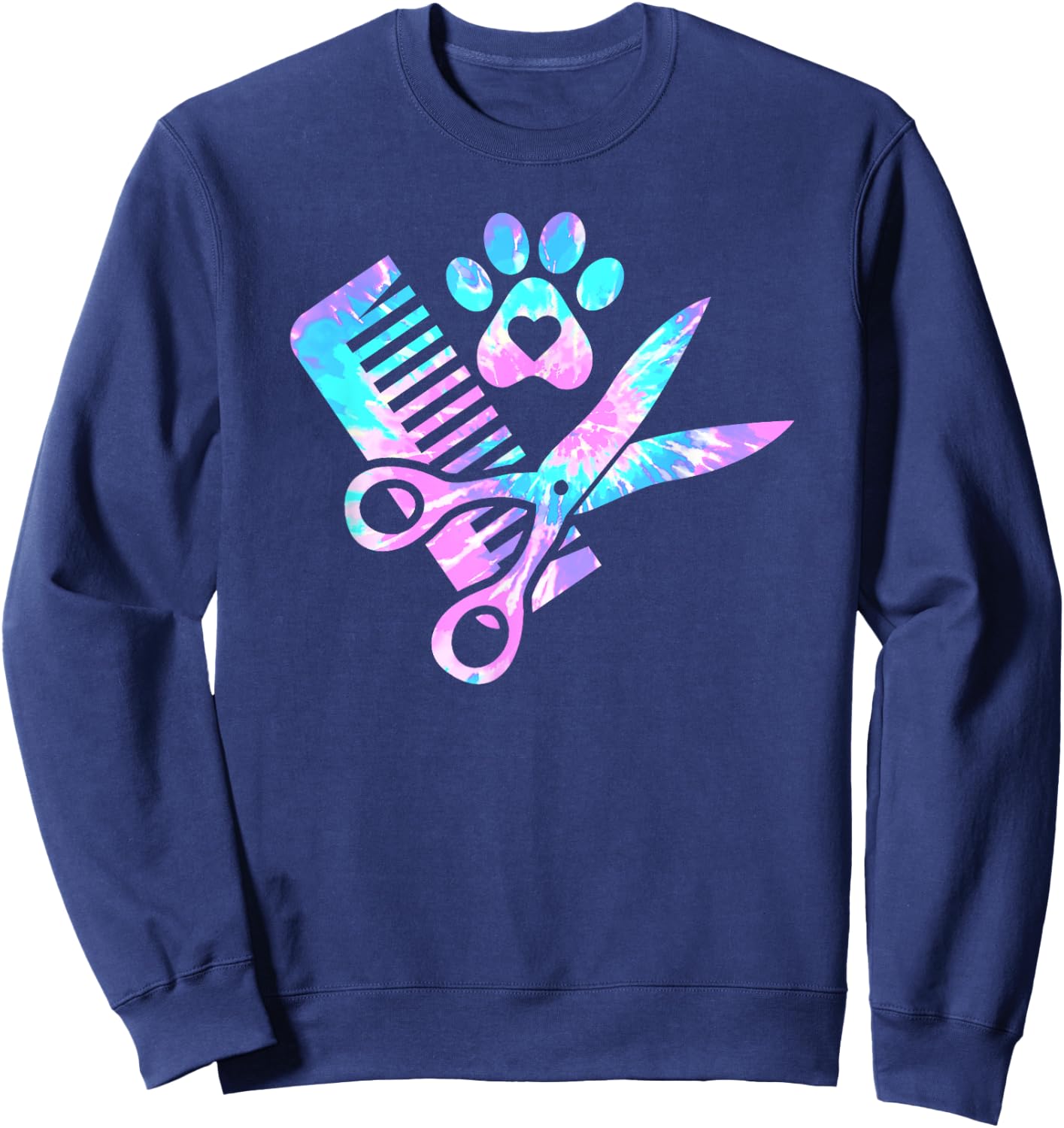 Dog Groomer Tie Dye Dog groomers Matching team Sweatshirt - Sweatshirt | Navy