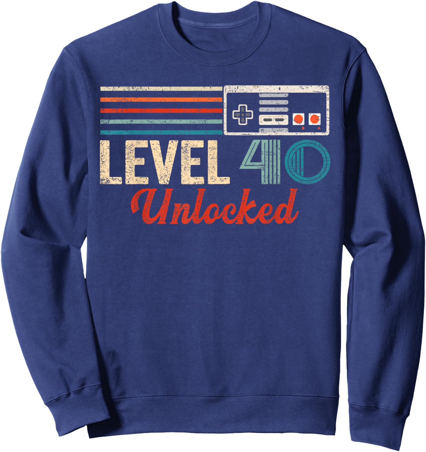 Unlocked Level 40 Birthday Boy Video Game Controller Sweatshirt - Sweatshirt | Navy