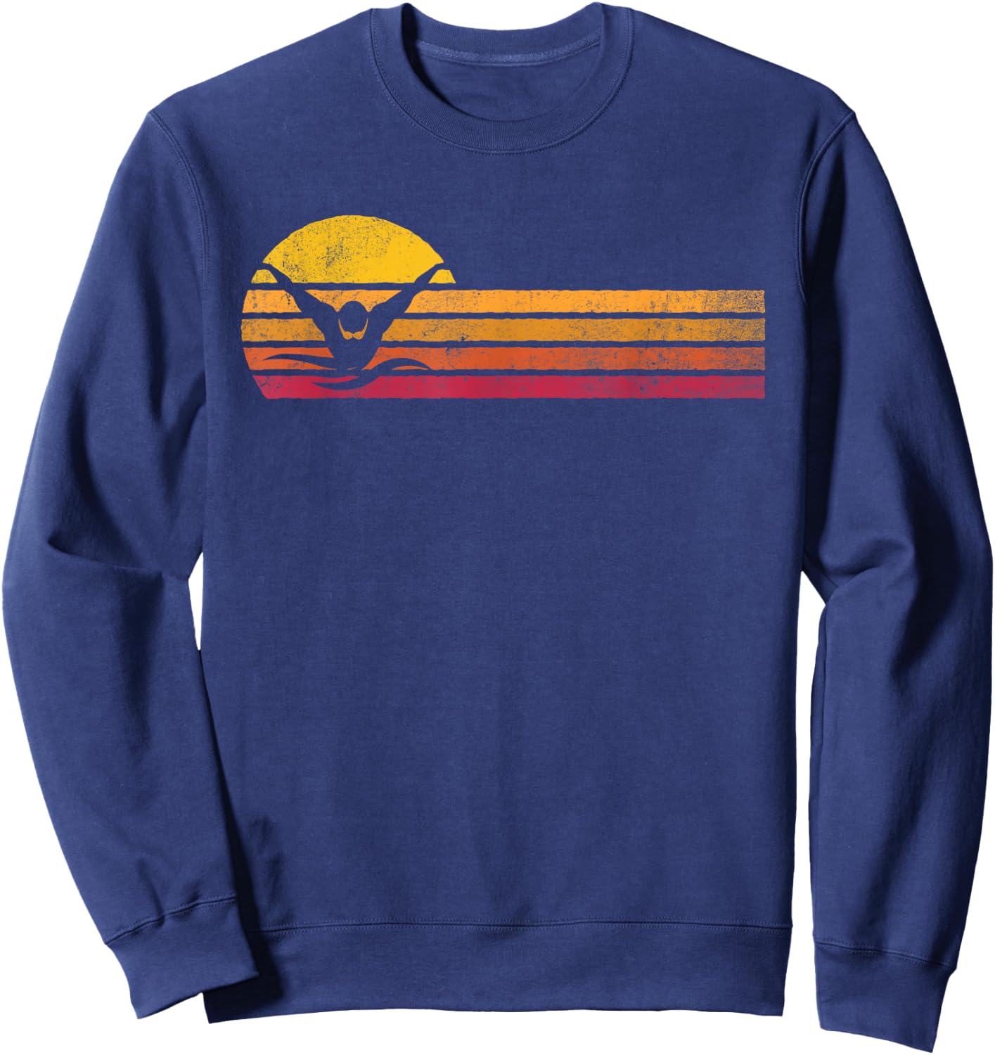 Vintage Style Swimming Silhouette Retro Swimmer 90s Gift Sweatshirt - Sweatshirt | Navy