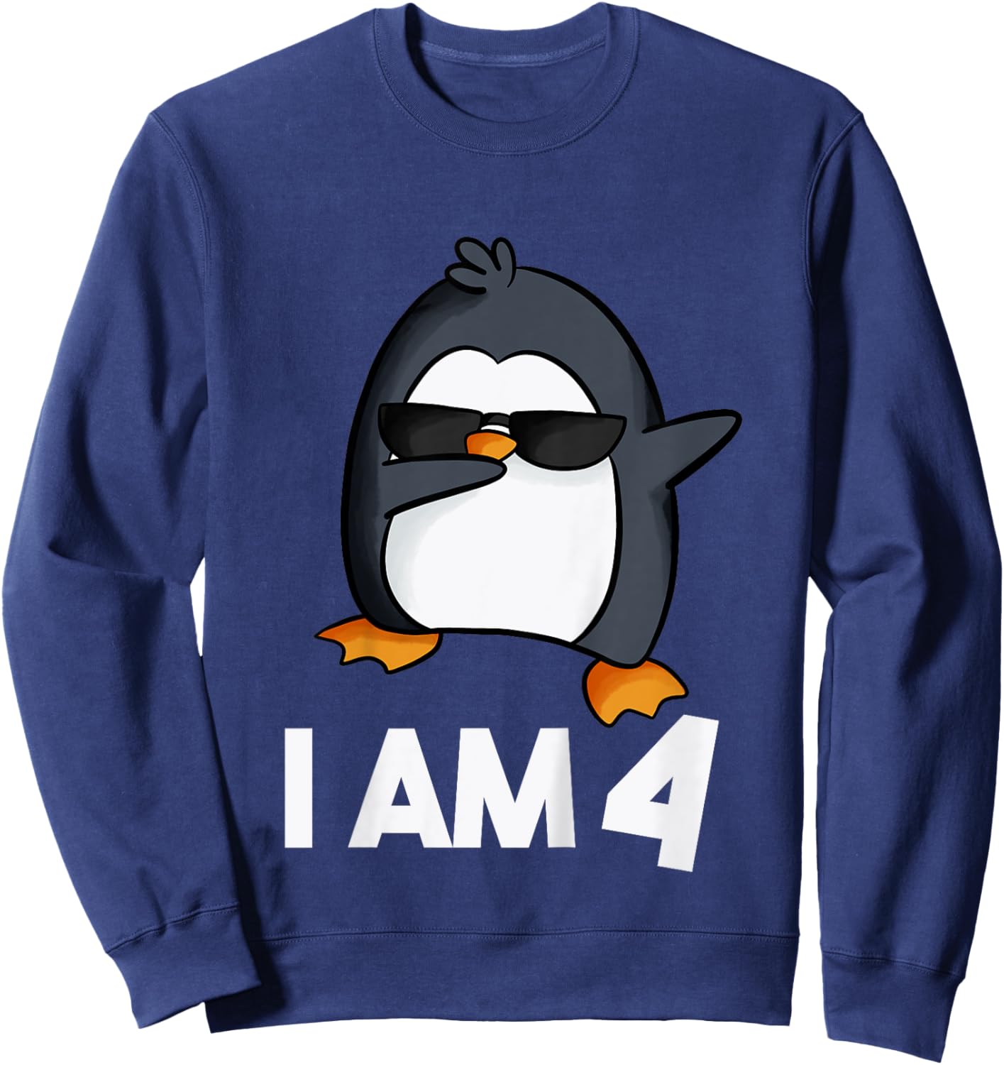 Penguin Birthday Shirt 4 Years Old Birthday Outfit Kids Sweatshirt - Sweatshirt | Navy