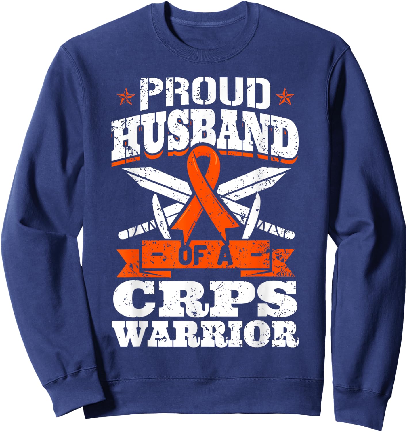 Proud Husband Of A CRPS Warrior RSD Awareness Ribbon RND Sweatshirt - Sweatshirt | Navy