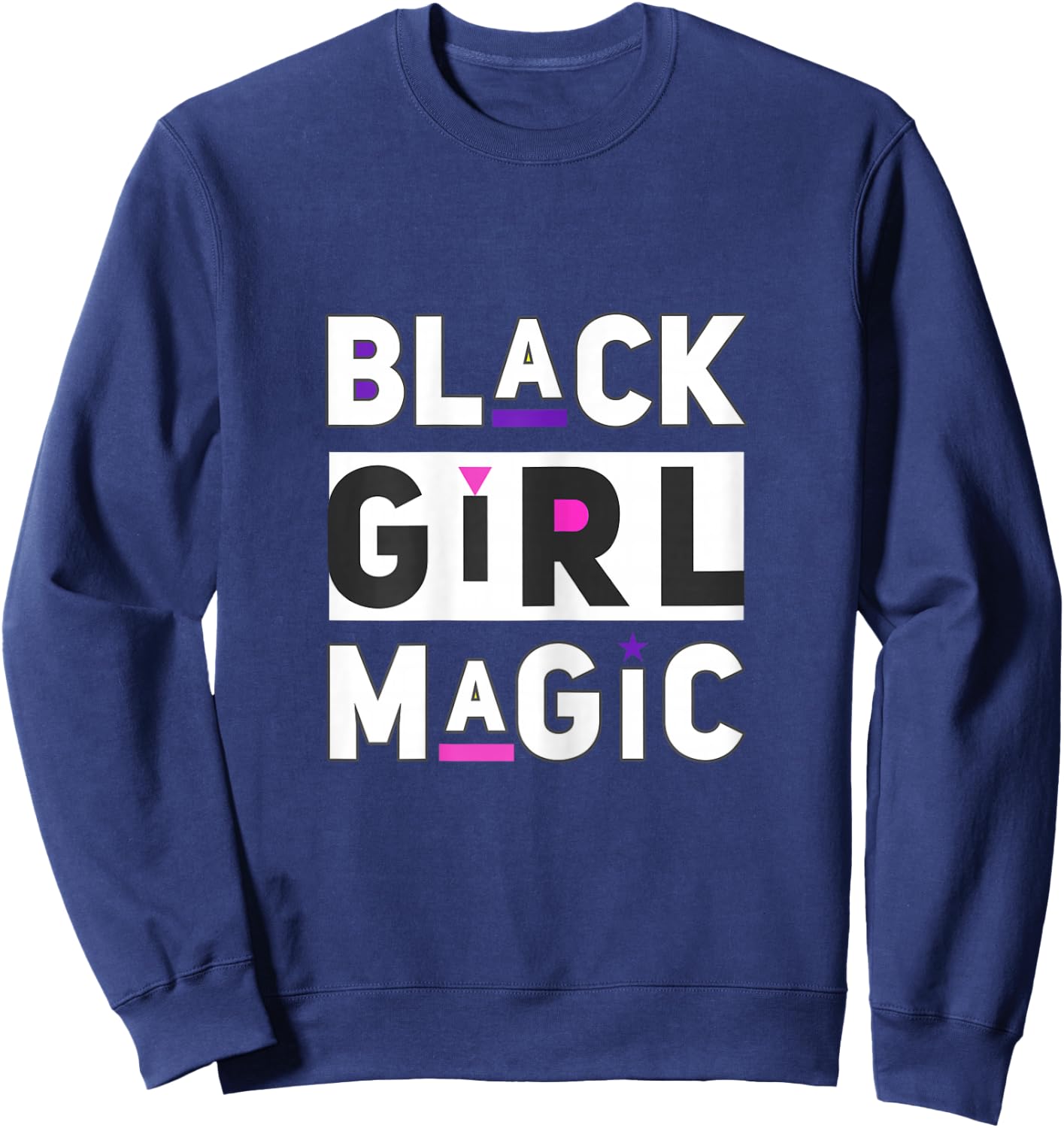 Black Girl Magic Women's Fashion Graphic Sweatshirt - Sweatshirt | Navy
