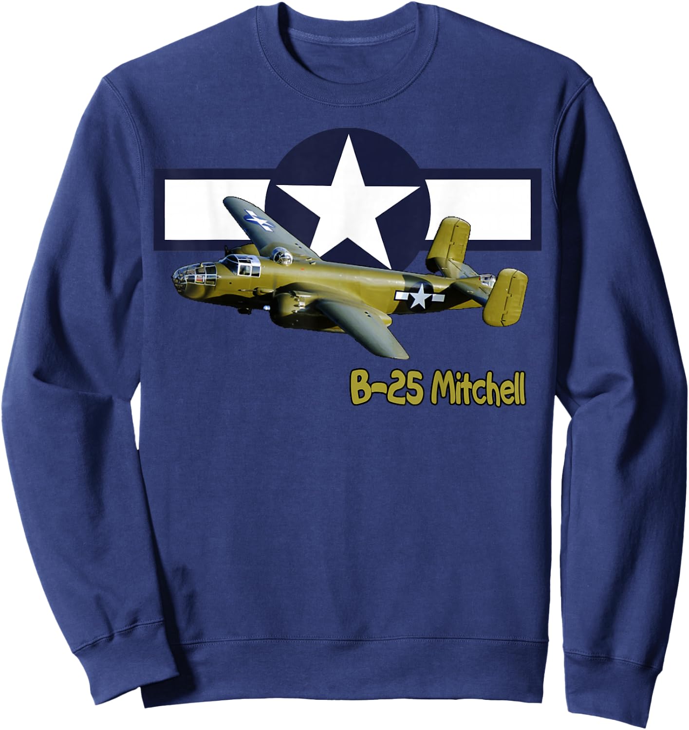 WW2 American B25J Mitchell Bomber Warplane Wings Wargamers Sweatshirt - Sweatshirt | Navy