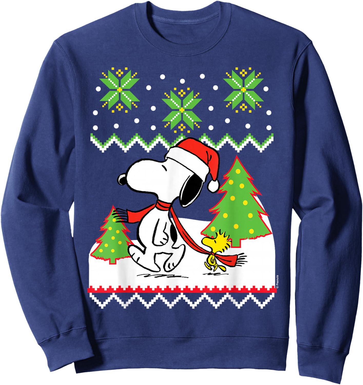 Peanuts Santa Snow Snoopy and Woodstock Sweatshirt - Sweatshirt | Navy