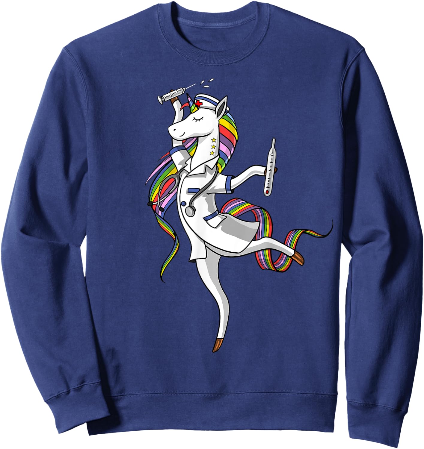 Unicorn Nurse Medical Doctor Funny Women Girls Kids Sweatshirt - Sweatshirt | Navy