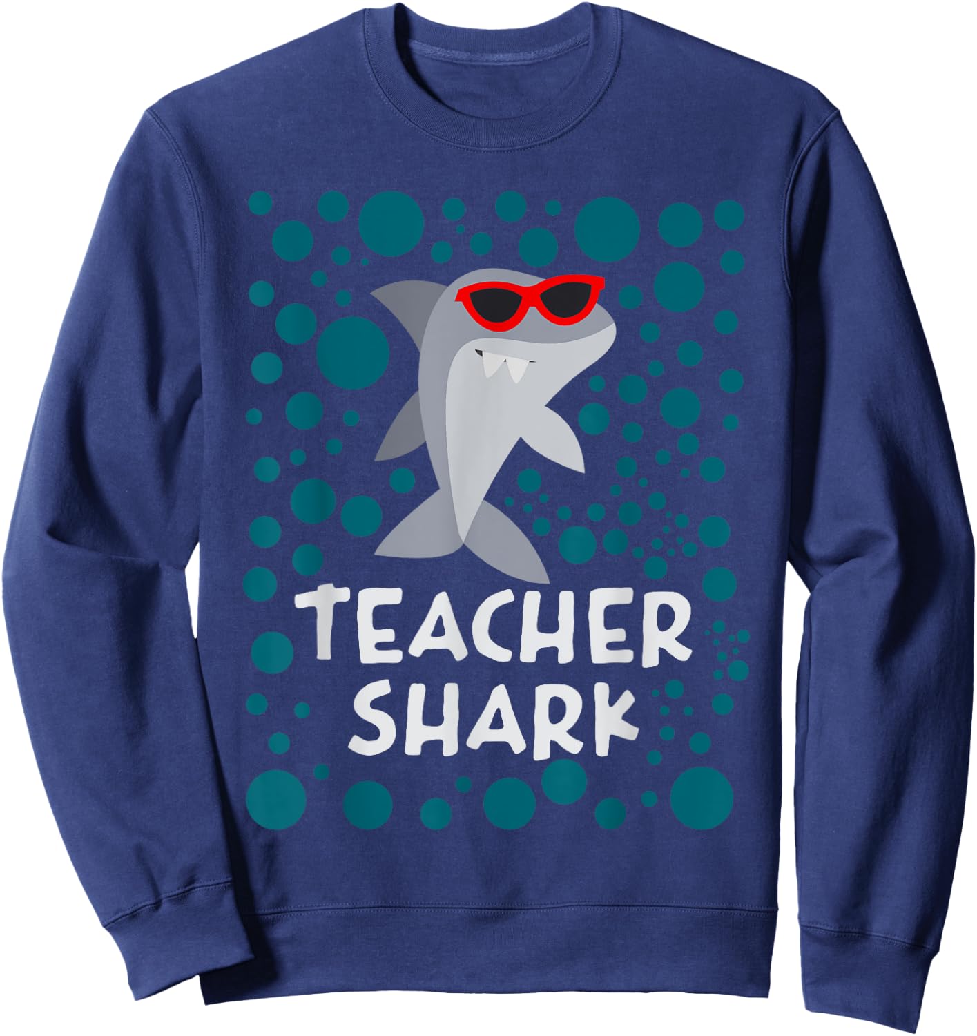 Funny Teacher Shark Women Kids Sweatshirt - Sweatshirt | Navy