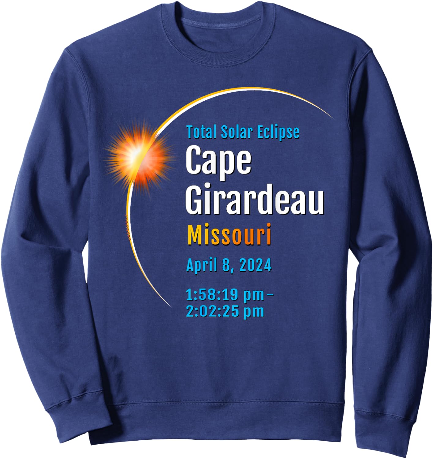 Cape Girardeau Missouri Total Solar Eclipse 2024 :: 1 :: Sweatshirt - Sweatshirt | Navy