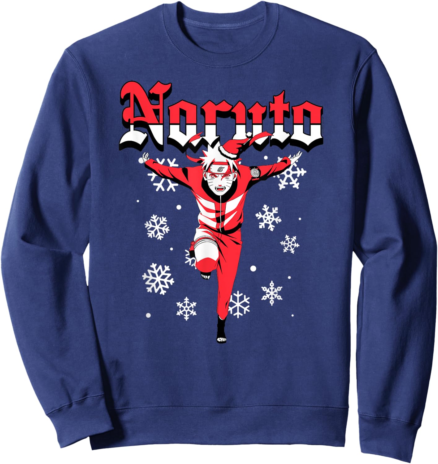 Naruto Shippuden Naruto Christmas Ninja Snowflakes Anime Sweatshirt - Sweatshirt | Navy