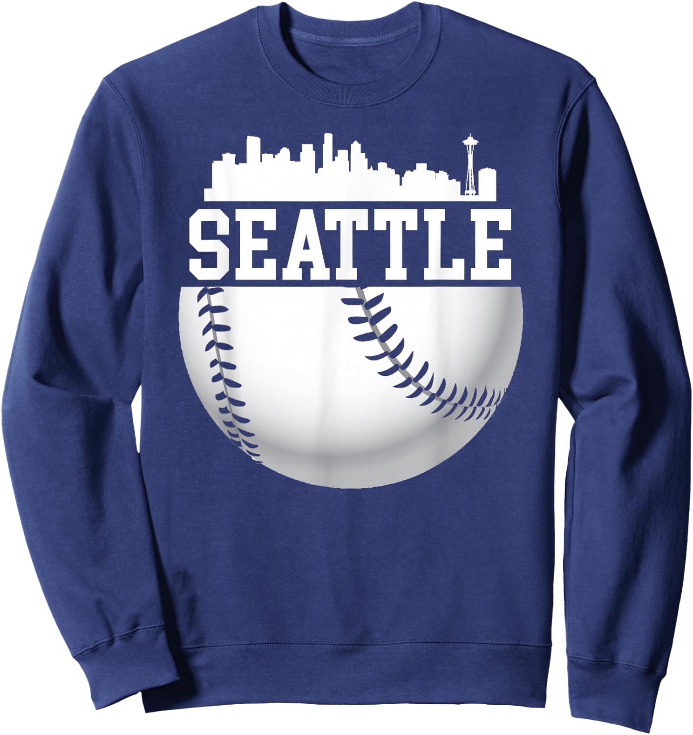 Vintage Downtown Seattle Shirt Baseball Retro Washington Sweatshirt - Sweatshirt | Navy
