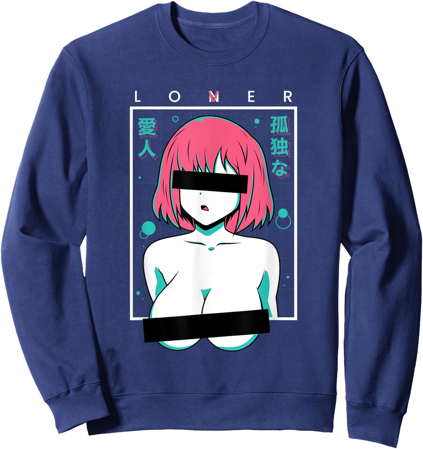 Waifu Loner Lover Anime Girl Japanese Aesthetic Manga Otaku Sweatshirt - Sweatshirt | Navy