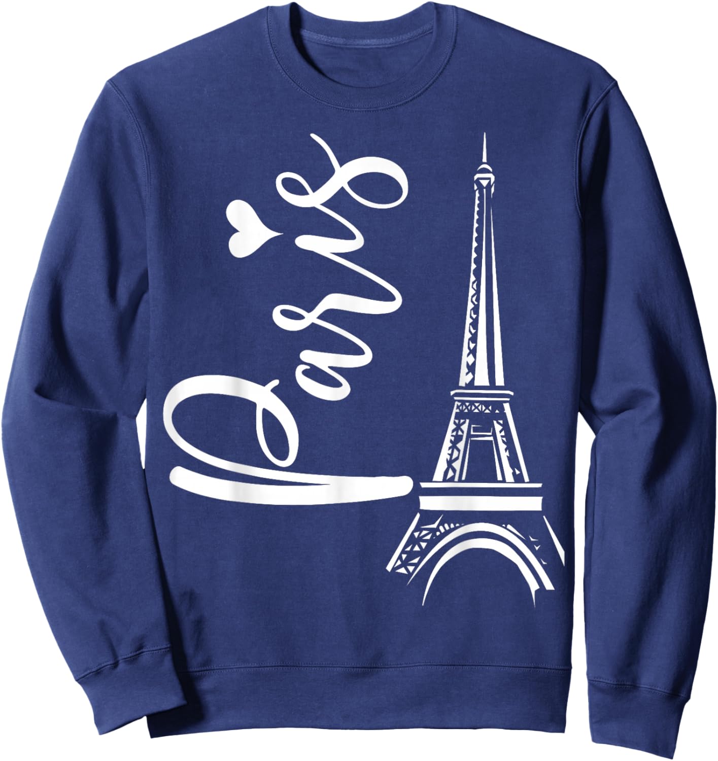 Cute Paris Eiffel Tower Love Heart Young Women's Travel Gift Sweatshirt - Sweatshirt | Navy