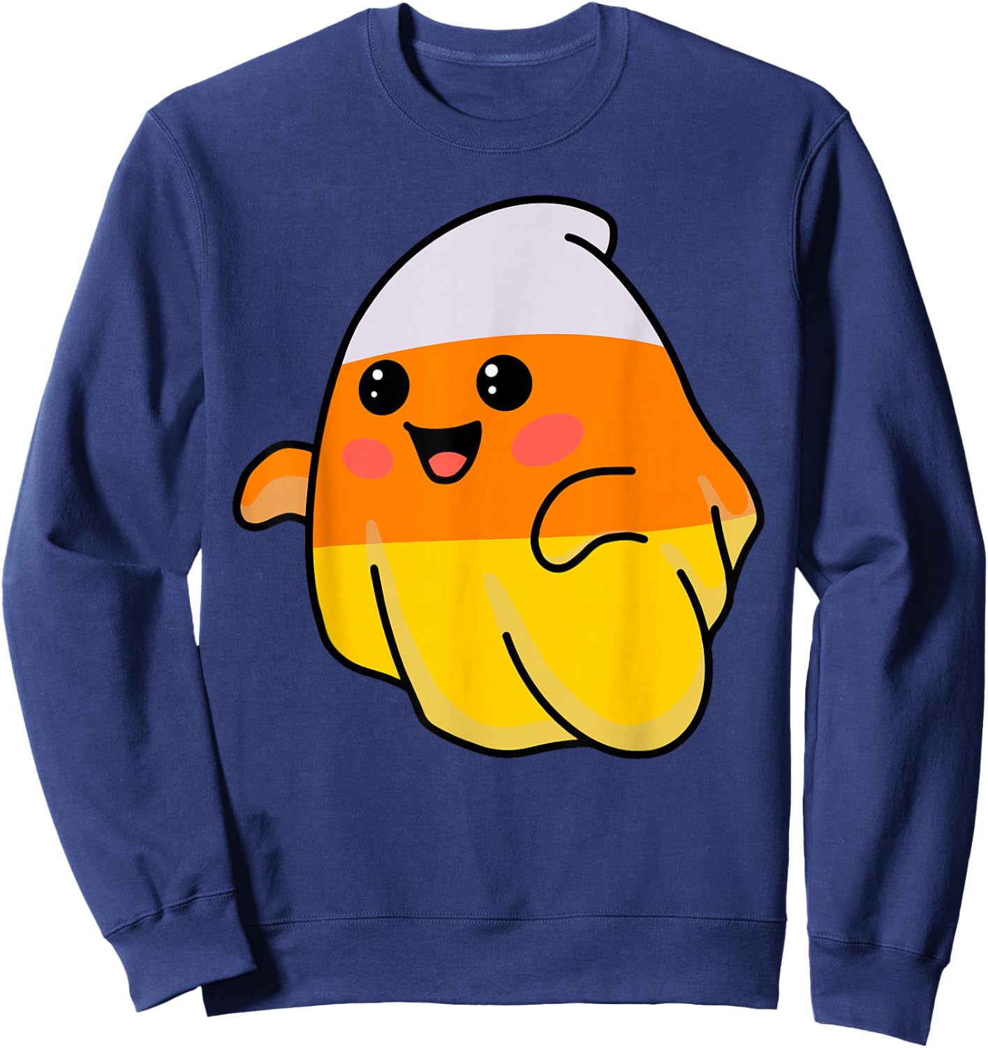 Candy Corn Ghost Costume Funny Lazy Halloween Cute Ghostie Sweatshirt - Sweatshirt | Navy