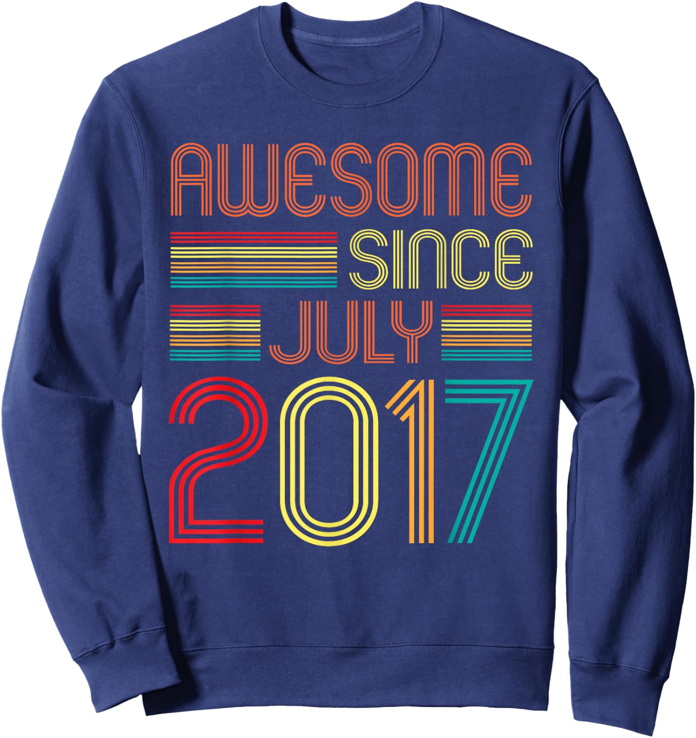 Awesome Since July 2017 Vintage 8th Birthday 8 Years Old Sweatshirt - Sweatshirt | Navy